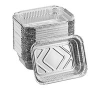 Relaxdays Bandeja Aluminio, Pack de 50, 18,5 x 13 cm, Envases Barbacoa Cuadrados, Recipiente Recogegotas BBQ, Plateado