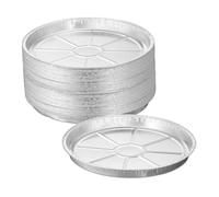 Relaxdays Bandeja Aluminio, Pack de 50, 2,5 x 27,5 cm, Envases Barbacoa Redondos, Recipiente Recogegotas BBQ, Plateado