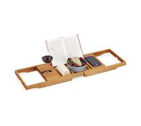 Relaxdays Bandeja bañera extensible bambú blanco,marrón claro