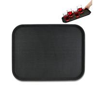 Relaxdays Bandeja Bar, Set 2, Superficie Antideslizante, Plato Rectangular Camareros, Gastronomía, 46 x 35 cm, Negro
