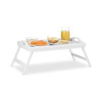 Relaxdays Bandeja cama con patas en blanco blanco