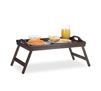 Relaxdays Bandeja cama con patas en marrón oscuro marrón oscuro