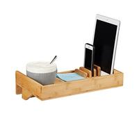 Relaxdays Bandeja Cama para Soporte Móvil y Tablet, Bambú, Marrón, 9,5 x 35 x 23 cm