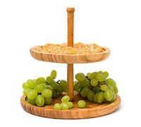 Relaxdays Soporte tartas babmú con 2 niveles marrón claro
