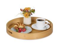 Relaxdays Bandeja redonda de bambú de 40 cm marrón claro