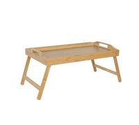Relaxdays Bandeja plegable para cama bambú y MDF 24x60x30cm con soporte tablet/móvil marrón claro