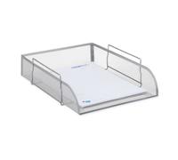 Relaxdays Bandeja para Documentos A4, Metal, Plateado, 6.50 x 25.5 x 33 cm