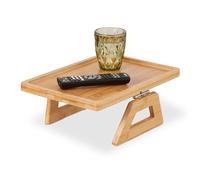 Relaxdays Bandeja de Sofá para Reposabrazos, de Bambú, Cuadrada, para Servir Bebidas y Comida, 35 x 26,5 cm, Natural