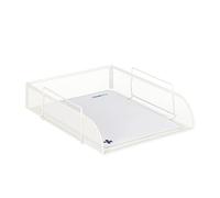 Relaxdays Bandeja Documentos Apilable, Cesto A4 Vertical, Organizador Folios, Malla, Oficina, 25 x 34 cm, Blanco