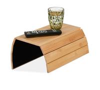 Relaxdays Bandeja Flexible para Reposabrazos, Bambú, para Apoyabrazos de Sillón y Sofá, 43,5 x 33 cm, Bebidas, Natural