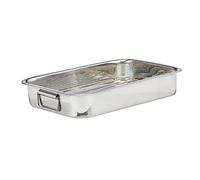 Relaxdays Bandeja Horno con Asas y Rejilla, Acero Inoxidable, Plata, Tamaño L