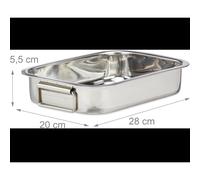 Relaxdays Bandeja Horno con Asas y Rejilla, Acero Inoxidable, Plata, Tamaño S M L XL