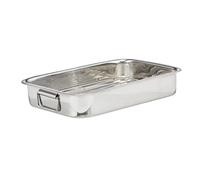 Relaxdays Bandeja Horno con Asas y Rejilla, Acero Inoxidable, Plata, Tamaño XL