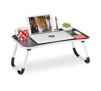 Relaxdays Bandeja Ordenador, Mesita Plegable para Portátil, Cama y Sofá, Soporte Tablet, 26x63x40cm, Negro y Blanco
