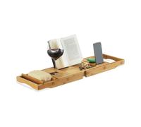 Relaxdays Bandeja para bañera con atril marrón claro,plata,gris