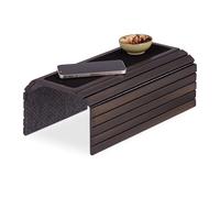 Relaxdays Bandeja para sofá de bambú marrón oscuro marrón oscuro,negro,gris