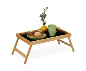Relaxdays Bandeja plegable de bambú para la cama marrón claro,negro