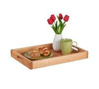 Relaxdays Bandeja de madera de nogal rectangular marrón claro
