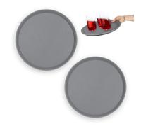 Relaxdays Bandejas Camarero, Juego de 2, Antideslizantes, Redondas, para Bar y Restaurante, Ø 35 cm, Plástico, Gris
