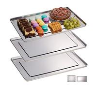 Relaxdays Bandejas para Servir, Set de 3, Acero Inoxidable, Plato Quesos, Embutidos, Apto Lavavajillas, 48x33cm, Plata