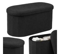 Relaxdays Banqueta de peluche con almacenaje acolchada para pasillo negra