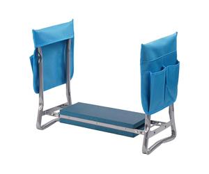Relaxdays banqueta/Rodillera de jardín Plegable Acolchada con Bolsillos, 2 en 1 Asiento y Rodillera, 150 kg, Azul Claro