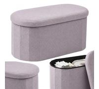 Relaxdays Banqueta, tejido Teddy, almacenaje, acolchada, gris claro