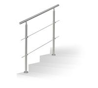 Relaxdays Barandilla escalera de acero inoxidable plata