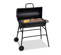 Relaxdays Barbacoa, BBQ con Tapa, Ventilación Ajustable, Resistente, Jardín y Terraza, 96,5 x 103 x 64,5 cm, Negro