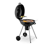 Relaxdays Barbacoa de carbón XXL con ruedas negro,plata