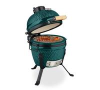 Relaxdays Barbacoa carbón kamado cerámica verde oscuro,negro