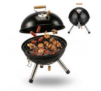 Relaxdays Barbacoa carbón mini marrón claro,negro,plata