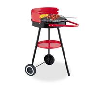 Relaxdays Barbacoa de carbón 42 cm móvil rojo,negro