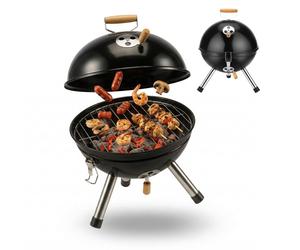 Relaxdays Barbacoa esférica portátil Ø 30 cm marrón claro,negro,plata