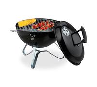 Relaxdays Barbacoa portátil Ø 37 cm negro,plata