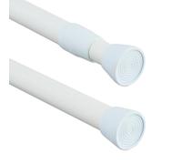 Relaxdays Barra Cortina Extensible, 120-220 cm, Palo Presión Ducha, Visillos, Acero Inoxidable, sin Taladrar, Blanco