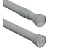 Relaxdays Barra Cortina Extensible, 66 - 110 cm, Palo Presión Ducha, Visillos, Acero Inoxidable, sin Taladrar, Gris