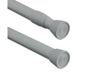 Relaxdays Barra Cortina Extensible, 66 - 110 cm, Palo Presión Ducha, Visillos, Acero Inoxidable, sin Taladrar, Gris
