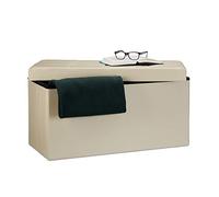 Relaxdays Baúl plegable para almacenaje polipiel crema
