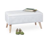 Relaxdays Baúl almacenamiento terciopelo blanco
