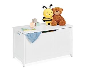 Relaxdays Baúl de Almacenaje con Tapa, Arcón Juguetes Grande, Habitación Infantil, Libros, 45 x 80 x 40 cm, MDF, Blanco