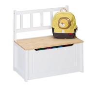 Relaxdays Baúl juguetes infantil almacenamiento blanco,marrón claro