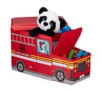 Relaxdays Baúl taburete con forma de autobús rojo