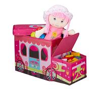 Relaxdays Baúl taburete con forma de autobús fucsia