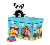 Relaxdays Baúl para juguetes, Taburete infantil, Plegable, Para niños y niñas, Circo