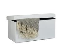 Relaxdays Baúl plegable para almacenaje polipiel blanco
