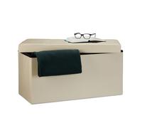 Relaxdays Baúl plegable para almacenaje polipiel crema