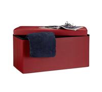Relaxdays Baúl plegable para almacenaje polipiel rojo oscuro