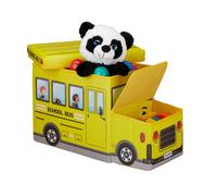 Relaxdays Baúl taburete con forma de autobús amarillo