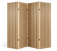 Relaxdays, Biombo, 170 x 160 cm, de 4 paneles, madera, tela, separador de ambientes para interiores, pantalla decorativa y divisor, color natural/
